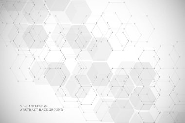 Tıp, bilim ve dijital teknoloji tasarım için altıgen moleküler yapısı. Soyut geometrik vektör arka plan.