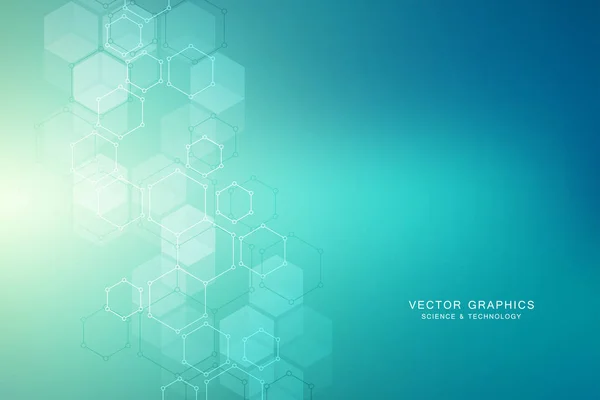 Estructura molecular hexagonal para el diseño médico, científico y tecnológico digital. Fondo vectorial geométrico abstracto . — Vector de stock