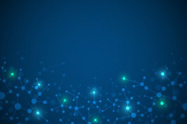 Moleküler yapısı arka plan ve iletişim. Arka plan molekülün Dna ile. Tıp, bilim ve dijital teknoloji kavramı ile bağlı çizgiler ve noktalar.