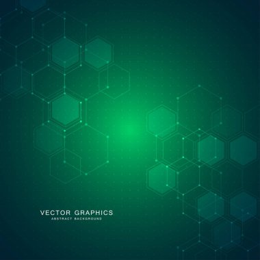 Bilim arka plan altıgenler ve molekülleri ile.