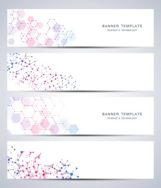 Moleküler yapısı arka plan ile teknolojik ve bilimsel afiş.