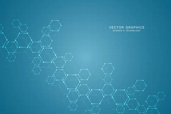 Science fond abstrait avec des hexagones et des molécules . — Image vectorielle