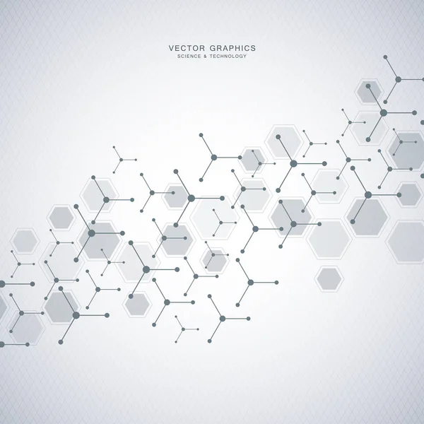 Ciencia fondo abstracto con hexágonos y moléculas . — Vector de stock