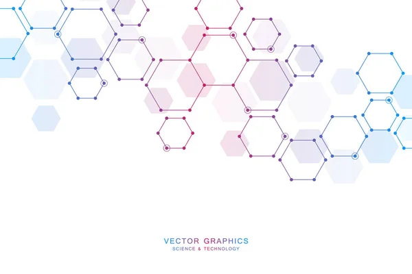 Science fond abstrait avec des hexagones et des molécules . — Image vectorielle