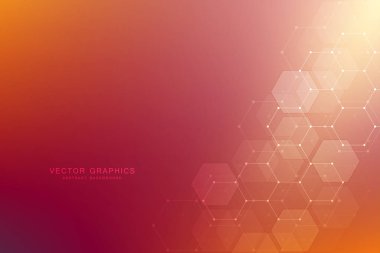 Vektör altıgenler tıp kökenli. Geometrik tasarım dijital teknoloji, bilim, tıp ve modern iletişim unsurları. Altıgen desen arka plan.