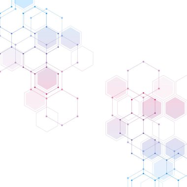 Altıgen arka plan tasarımı. Moleküler yapısı ile geometrik arka plan.