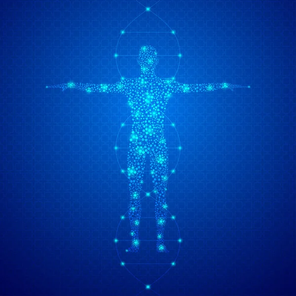 Abstract human body with molecules DNA. — Stock Photo, Image