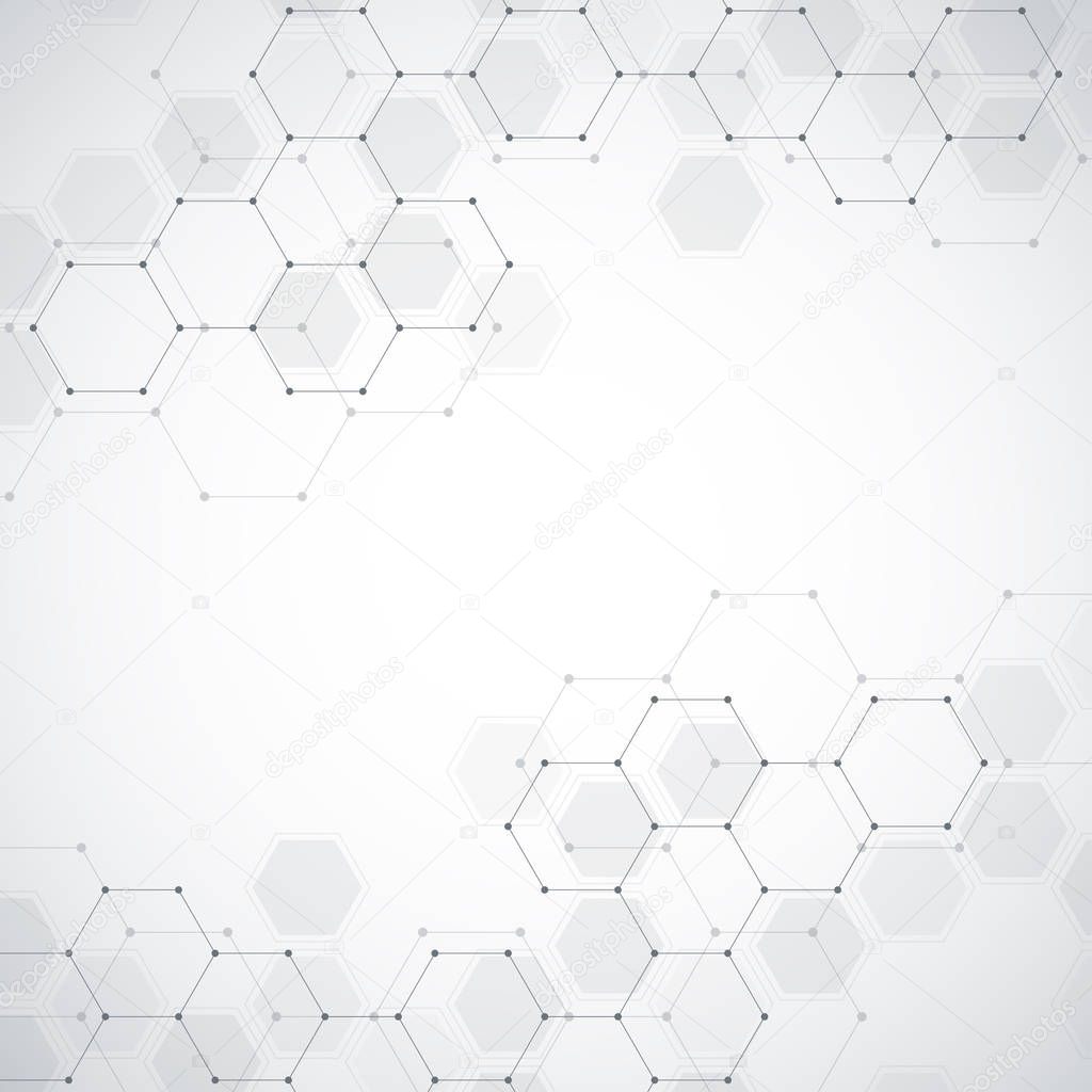 Medical background or science design. Molecular structure and chemical compounds. Geometric and polygonal abstract background.