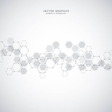 Tıbbi teknoloji ya da bilim vektör arka plan. Moleküler yapısı ve kimyasal bileşikler