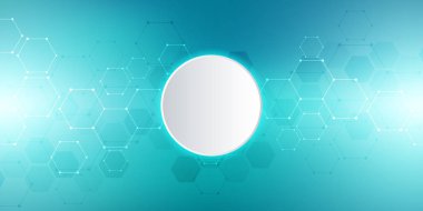 Tıbbi arka plan veya bilim vektör tasarımı. Moleküler yapısı ve kimyasal bileşikler. Geometrik ve poligonal arka plan