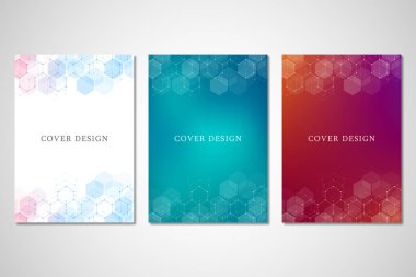 Tıbbi geçmişi ile kapak veya broşür tasarım. Moleküler yapısı ve altıgen yanarak bahislerin doğru