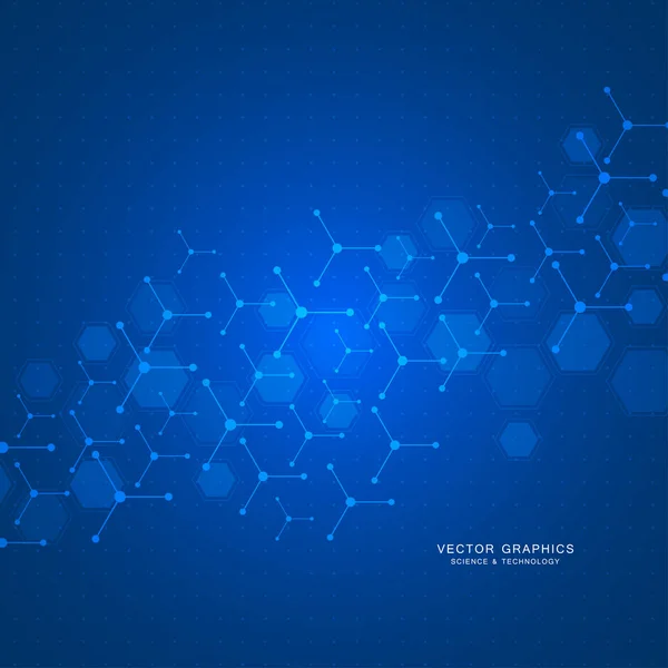 Fondo Tecnológico Con Hexágonos Estructura Molecular Compuestos Químicos — Vector de stock