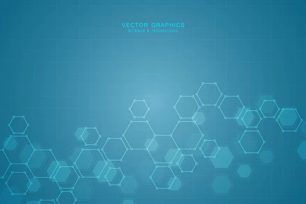 Fond Technologique Avec Hexagones Structure Moléculaire Composés Chimiques — Image vectorielle