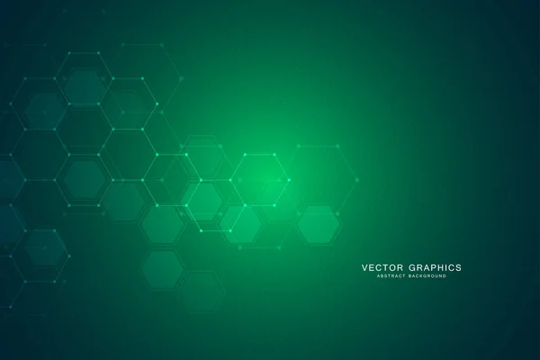 Fondo Tecnológico Con Hexágonos Estructura Molecular Compuestos Químicos — Vector de stock