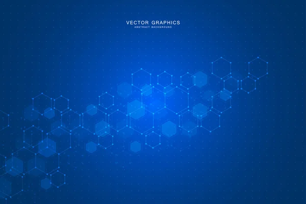 Fondo Tecnológico Con Hexágonos Estructura Molecular Compuestos Químicos — Vector de stock