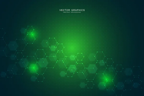 Fondo Tecnológico Con Hexágonos Estructura Molecular Compuestos Químicos — Vector de stock