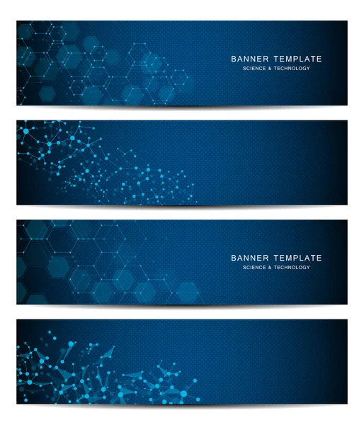 Science Technology Banners Molecular Chemical Structure — Stock Vector