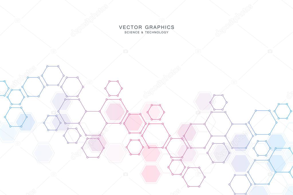 Medical technology or science vector background. Molecular structure and chemical compounds