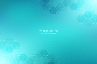 Vektör altıgenler tıp kökenli. Geometrik tasarım dijital teknoloji, bilim, tıp ve modern iletişim unsurları. Altıgen desen arka plan.