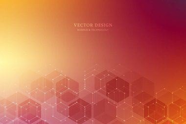 Vektör altıgenler tıp kökenli. Geometrik tasarım dijital teknoloji, bilim, tıp ve modern iletişim unsurları. Altıgen desen arka plan.