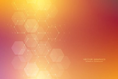 Vektör altıgenler tıp kökenli. Geometrik tasarım dijital teknoloji, bilim, tıp ve modern iletişim unsurları. Altıgen desen arka plan.