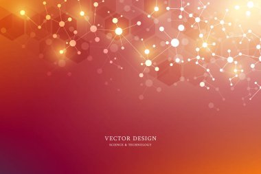 Moleküler yapı arka plan ve iletişim. Molekül DNA 'sından soyut bir arka plan. Bağlı çizgiler ve noktalarla tıbbi, bilim ve dijital teknoloji kavramı.