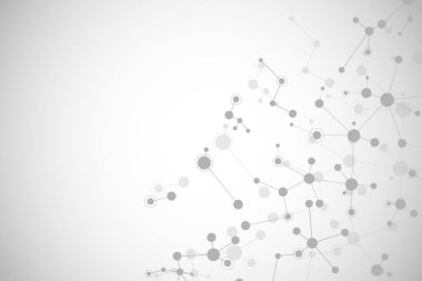 Moleküler yapısı arka plan ve iletişim. Arka plan molekülün Dna ile. Tıp, bilim ve dijital teknoloji kavramı ile bağlı çizgiler ve noktalar.