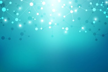 Moleküler yapısı arka plan ve iletişim. Arka plan molekülün Dna ile. Tıp, bilim ve dijital teknoloji kavramı ile bağlı çizgiler ve noktalar.