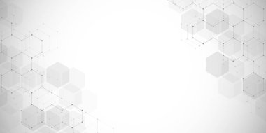 Altıgenlerin tıbbi geçmişi. Modern iletişim, tıp, bilim ve dijital teknoloji için tasarımın geometrik unsurları. Altıgen desen arkaplanı.