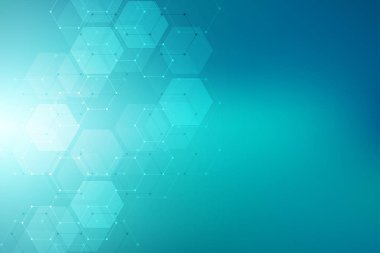 Vektör altıgenler tıp kökenli. Geometrik tasarım dijital teknoloji, bilim, tıp ve modern iletişim unsurları. Altıgen desen arka plan.