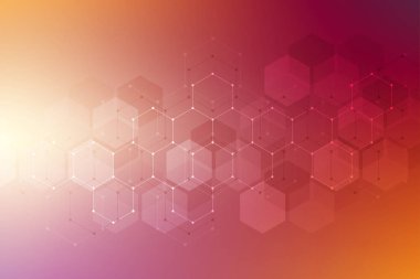 Altıgenlerin tıbbi geçmişi. Modern iletişim, tıp, bilim ve dijital teknoloji için tasarımın geometrik unsurları. Altıgen desen arkaplanı.