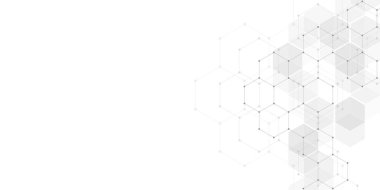 Altıgenlerin tıbbi geçmişi. Modern iletişim, tıp, bilim ve dijital teknoloji için tasarımın geometrik unsurları. Altıgen desen arkaplanı.