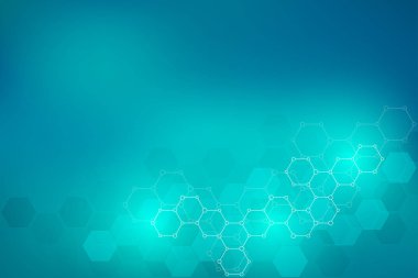 Soyut moleküler yapısı ve kimyasal elementler. Tıp, bilim ve dijital teknoloji kavramı. Altıgen yanarak bahislerin doğru desen vektör geometrik arka plan.