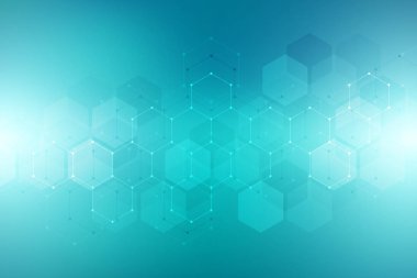 Altıgenlerin tıbbi geçmişi. Modern iletişim, tıp, bilim ve dijital teknoloji için tasarımın geometrik unsurları. Altıgen desen arkaplanı.