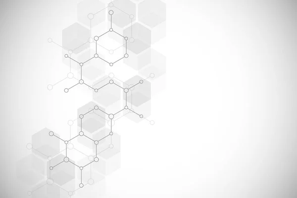 Abstraktní molekulární struktura a chemické prvky. Lékařský, vědecký a technologický koncept. Geometrické pozadí z šestiúhelníků. — Stock fotografie