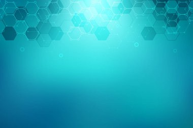 Soyut moleküler yapısı ve kimyasal elementler. Tıp, bilim ve dijital teknoloji kavramı. Altıgen yanarak bahislerin doğru desen vektör geometrik arka plan.