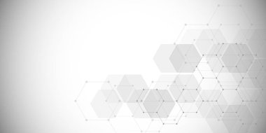 Altıgenlerin tıbbi geçmişi. Modern iletişim, tıp, bilim ve dijital teknoloji için tasarımın geometrik unsurları. Altıgen desen arkaplanı.
