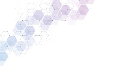 Altıgenlerin tıbbi geçmişi. Modern iletişim, tıp, bilim ve dijital teknoloji için tasarımın geometrik unsurları. Altıgen desen arkaplanı.