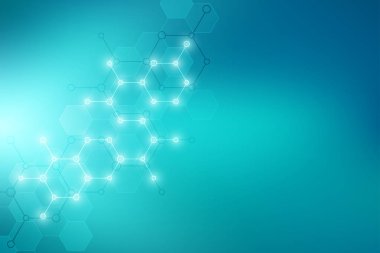 Moleküler yapısı ve kimyasal elementler. Soyut molekülleri arka plan. Bilim ve dijital teknoloji kavramı. Bilimsel ve teknolojik tasarım vektör çizim.