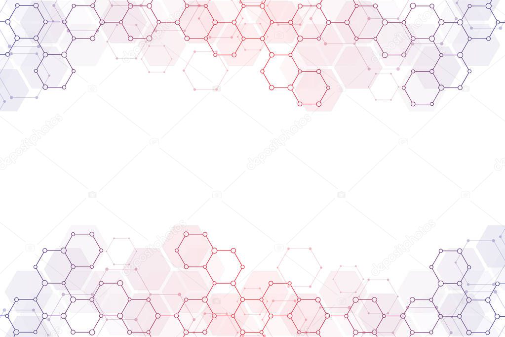 Molecular structure and chemical elements. Abstract molecules background. Science and digital technology concept. Vector illustration for scientific or technological design.