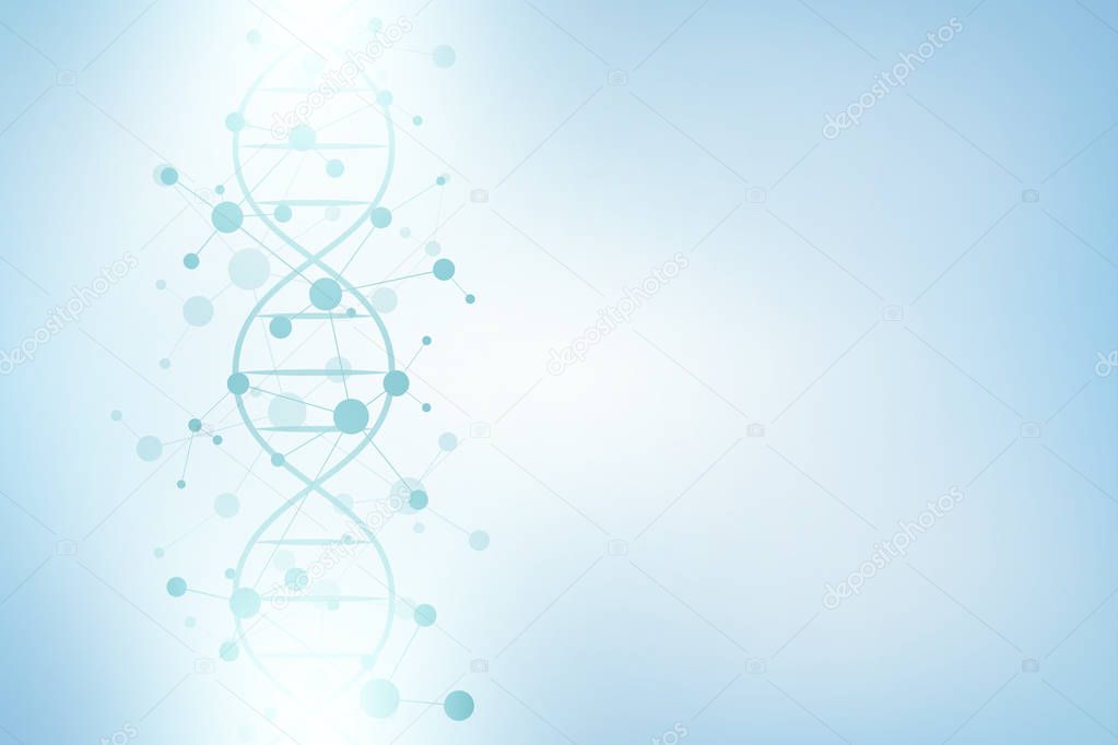 DNA helix and molecular structure. Science and technology concept with molecules background.