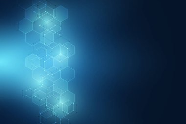 Moleküler yapısı ve kimyasal elementler. Soyut molekülleri arka plan. Bilim ve dijital teknoloji kavramı. Bilimsel ve teknolojik tasarım vektör çizim.