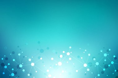 Moleküler yapısı arka plan ve iletişim. Arka plan molekülü Dna ve neural ağ ile. Yapay zeka. Bağlantılı çizgiler ve noktalar ile bilim ve teknoloji kavramı.