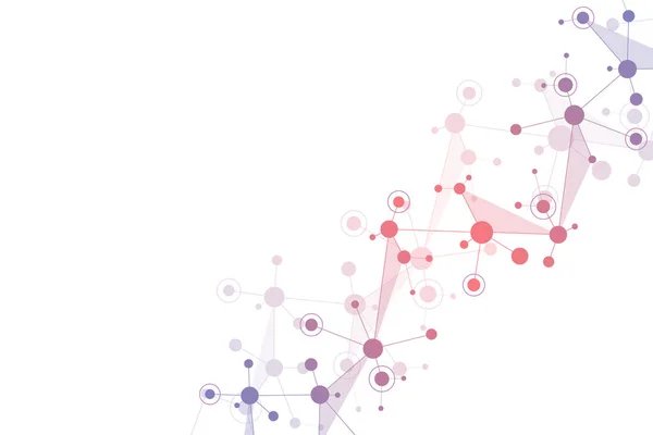 Estrutura molecular de fundo e comunicação. Antecedentes abstratos com DNA de moléculas e rede neural. Conceito de ciência e tecnologia com linhas e pontos conectados . — Vetor de Stock