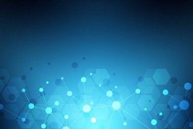 Moleküler yapısı arka plan ve iletişim. Arka plan molekülü Dna ve neural ağ ile. Yapay zeka. Bağlantılı çizgiler ve noktalar ile bilim ve teknoloji kavramı.