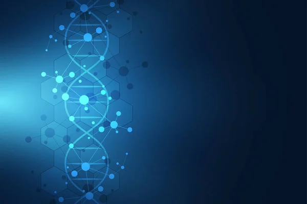 Dna 鎖と分子構造。遺伝子工学または実験室の研究。医療や科学・技術の設計のための背景のテクスチャ。ベクトル図. — ストックベクタ