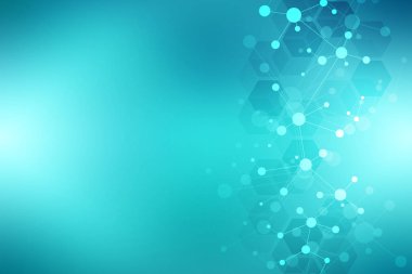 Moleküler yapıları ve neural ağ ile soyut geometrik doku. Molekülleri Dna ve genetik mühendisliği. Fütüristik yapay zeka kavramı. Teknolojik ve bilimsel modern tasarım.