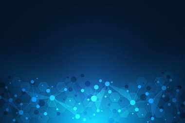 Moleküler yapıları ve neural ağ ile soyut geometrik doku. Molekülleri Dna ve genetik mühendisliği. Fütüristik yapay zeka kavramı. Vektör teknolojik ve bilimsel tasarım.