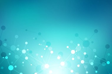 Moleküler yapıları ve neural ağ ile soyut geometrik doku. Molekülleri Dna ve genetik mühendisliği. Fütüristik yapay zeka kavramı. Teknolojik ve bilimsel modern tasarım.
