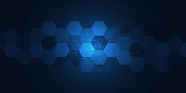 Soyut teknolojik altyapı altıgenler desenli. Yüksek teknoloji dijital arka plan. Vektör çizim için teknolojik veya bilimsel modern tasarım.